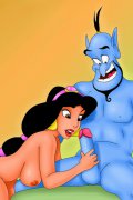Aladdin, Princess Jasmine and Genie throw an orgy