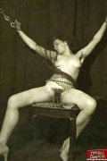 Horny vintage girls doing bondage porn with strong ropes