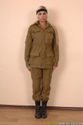 Strict fem doctor examines a military blondie