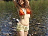 Star - Natural Hippie girl strips down at the beach and shows her hairy bush and pits.